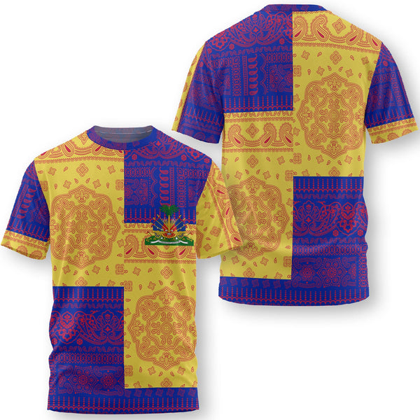 Haiti T Shirt Flag And Paisley Basic Style 1