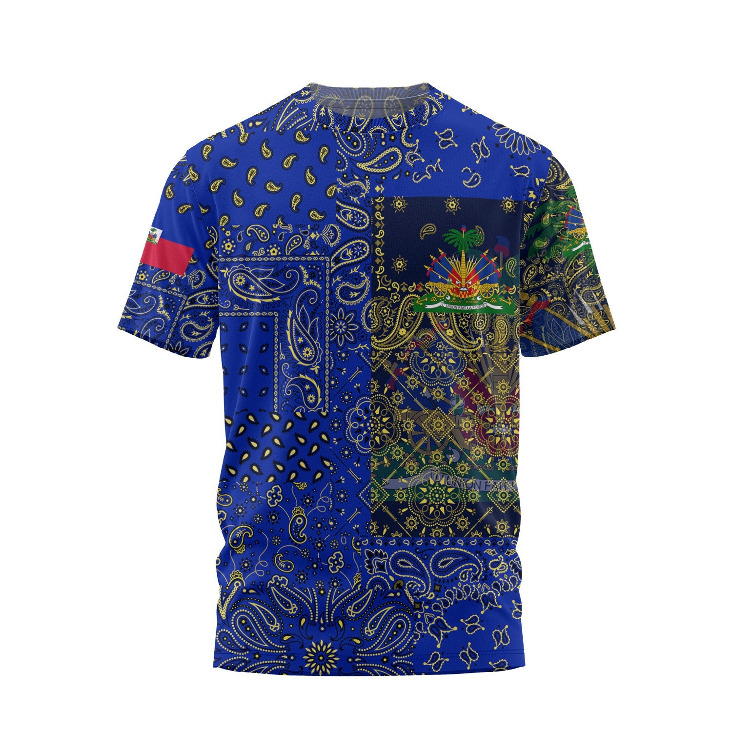 Haiti T Shirt Paisley Flag And Skull Style 1