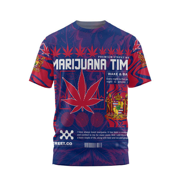 Hawaii T Shirt Flag & Coat Of Arms Marijuanas Style