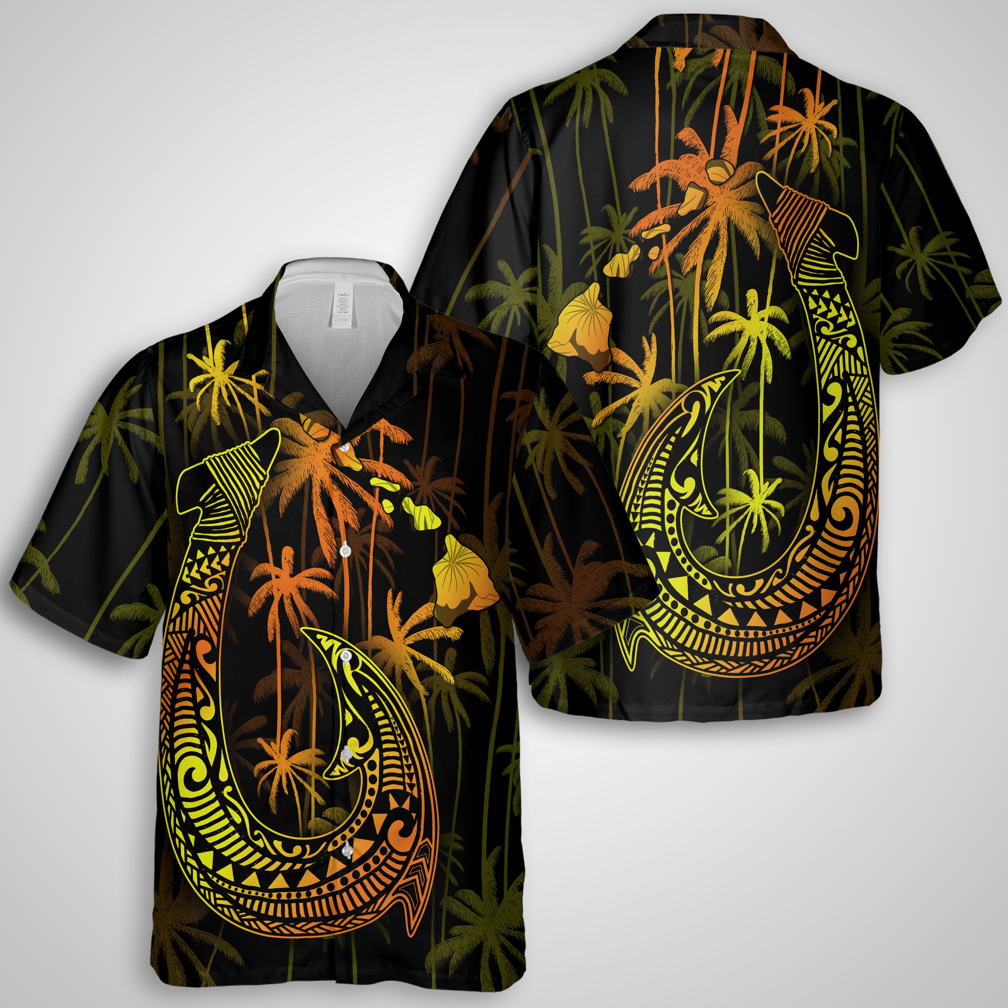 Hawaii Matching Outfits For Couples Polynesian Fish Hook &  Coconut Tree Style - TT01