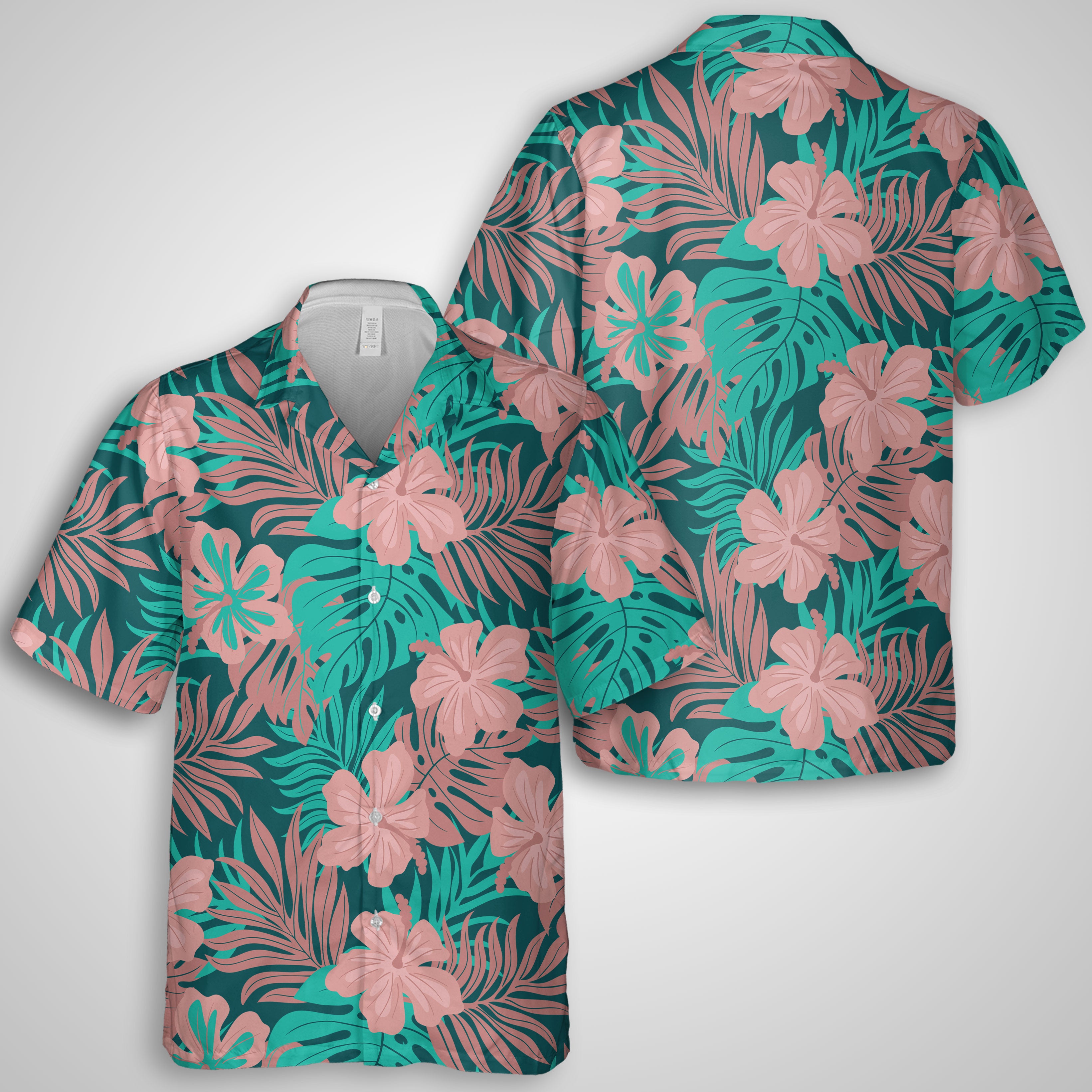 Hawaii Matching Outfits For Couples Polynesian Hibiscus Flower & Monstera Style - TT01