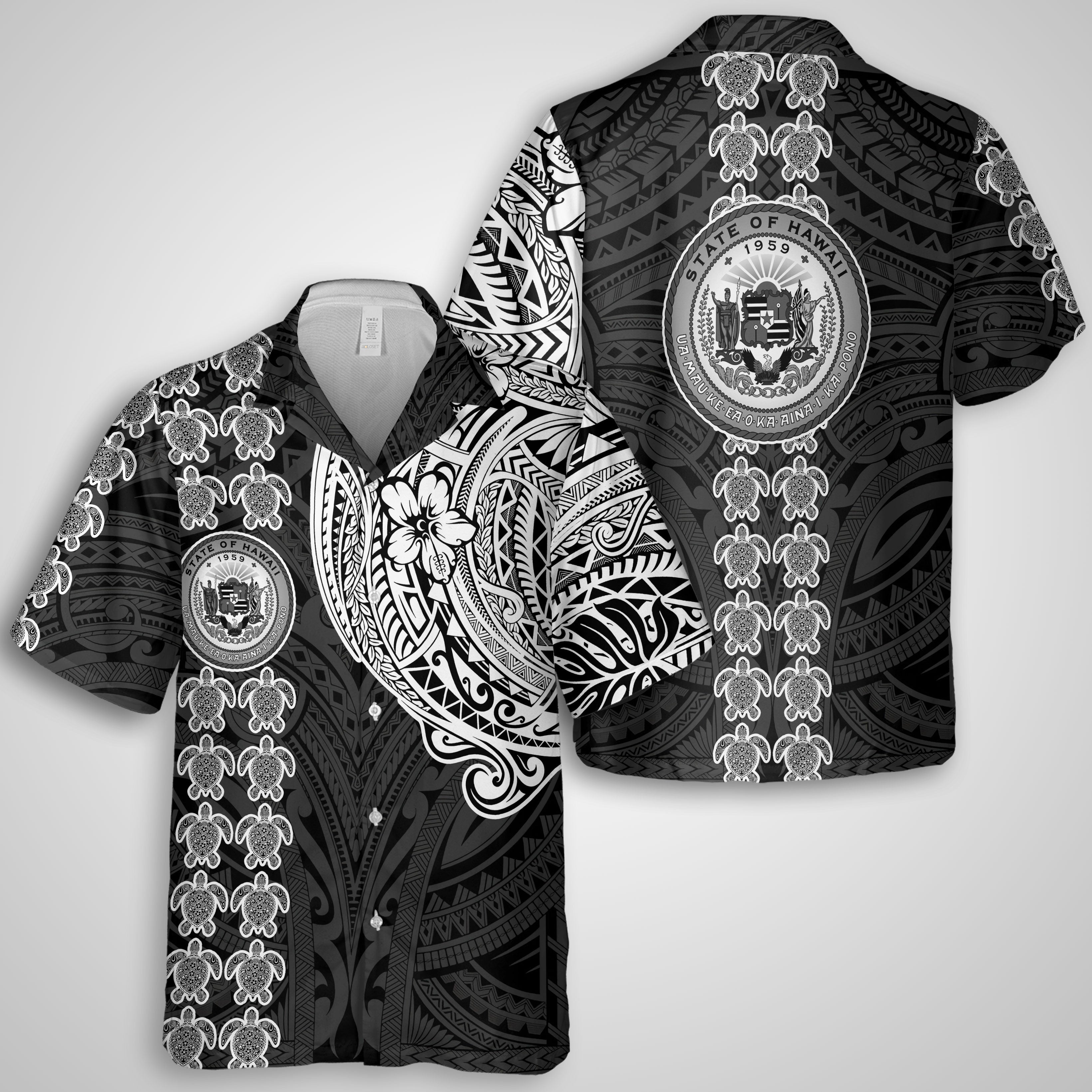 Hawaii Seal Polynesian Turtle Line Hawaiian Dress & Shirt Matching Couple