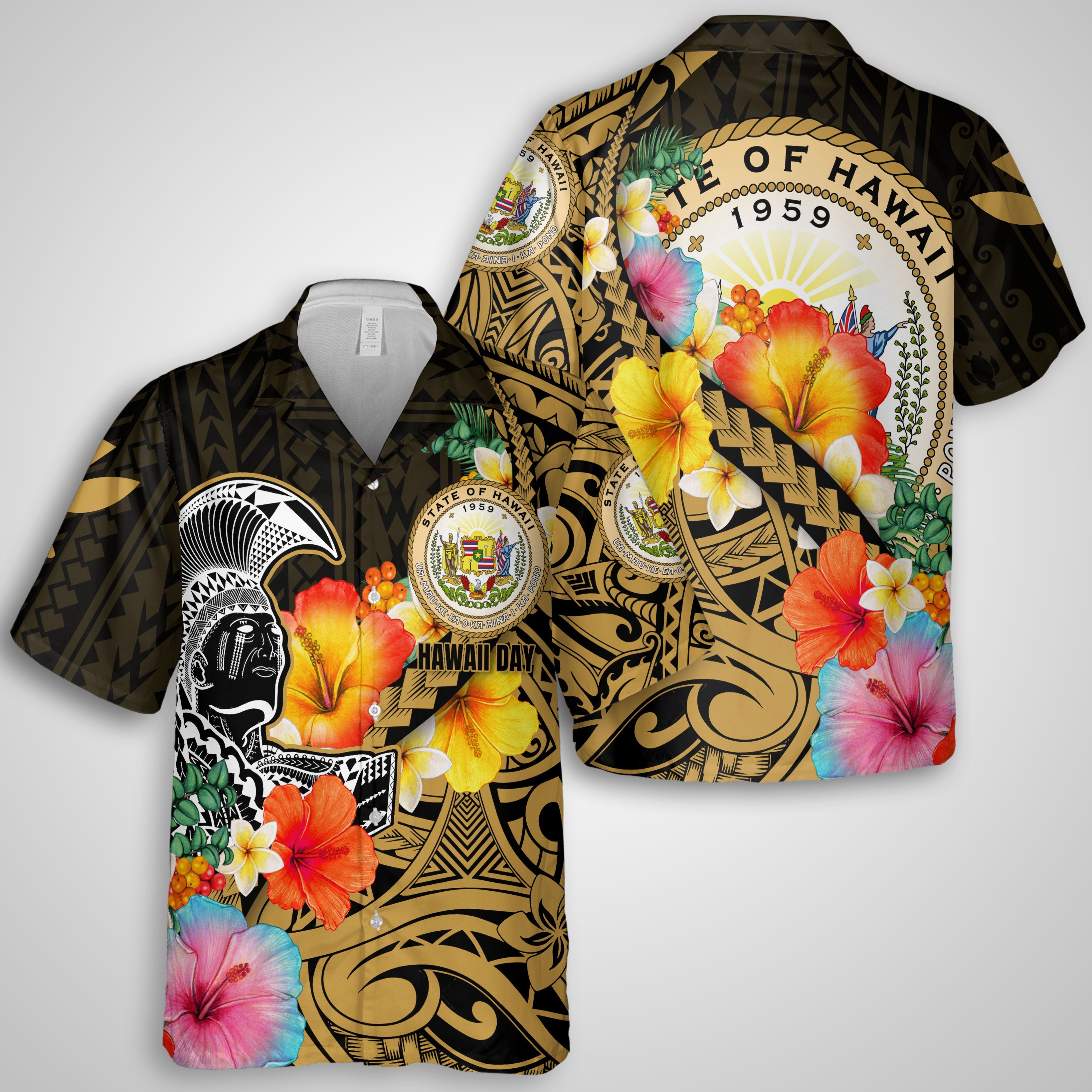 Hawaii Day King Kamehameha Hawaiian Dress & Shirt Matching Couple