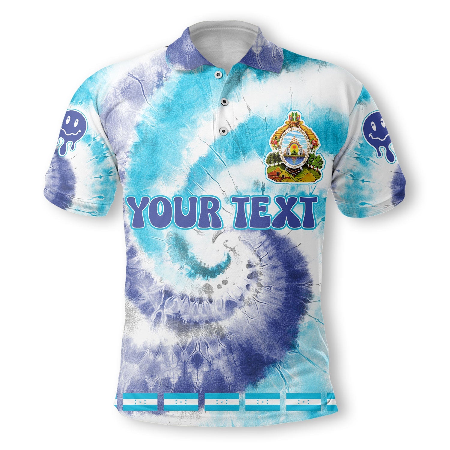 Honduras Polo Shirt Custom Tie Dye Style 2