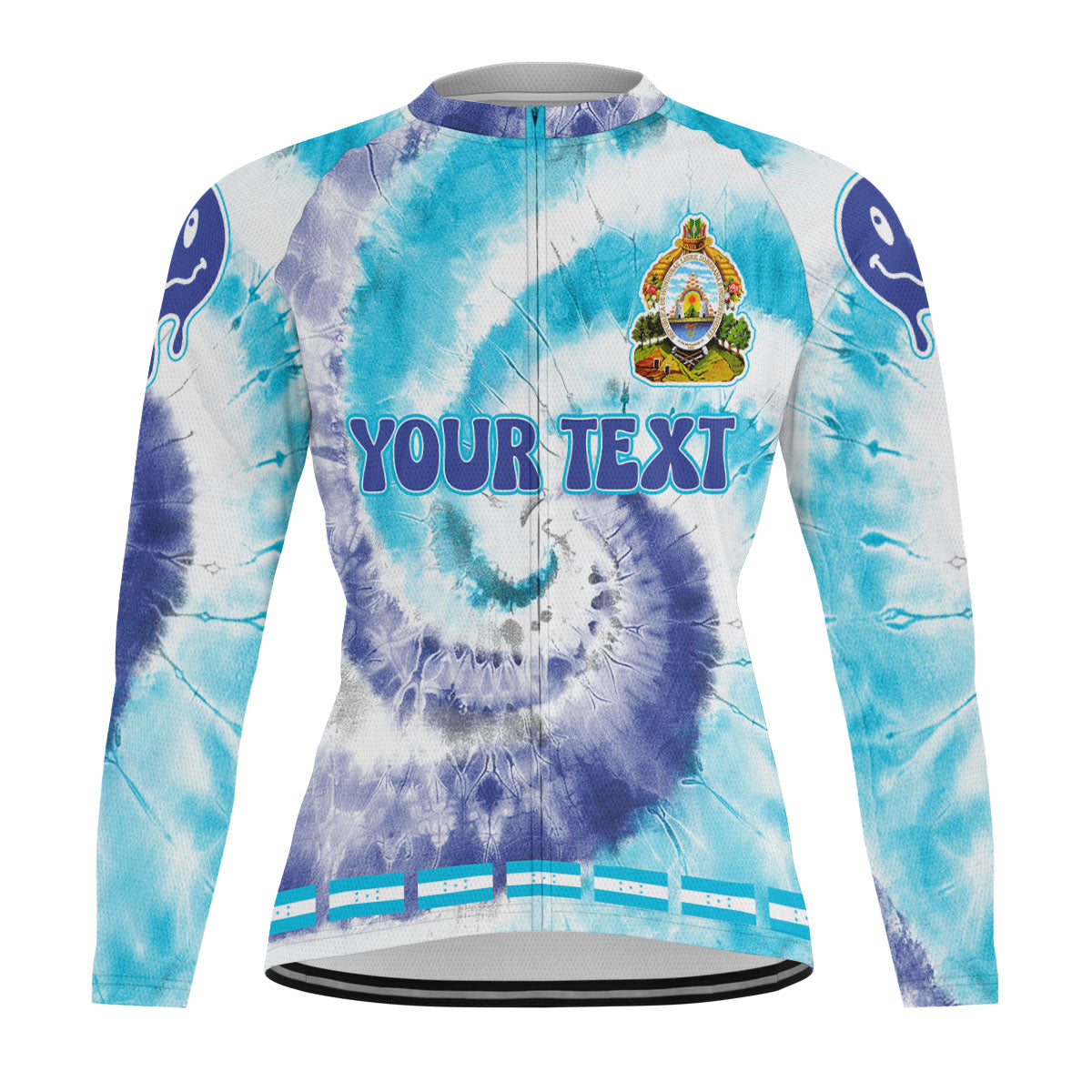 Honduras Raglan Men Cycling Jersey Long Sleeve Custom Tie Dye Style 2