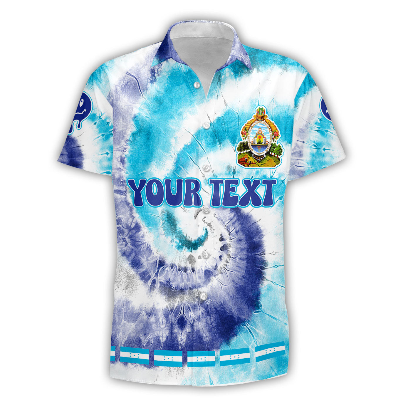 Honduras Short Sleeve Shirt Custom Tie Dye Style 1