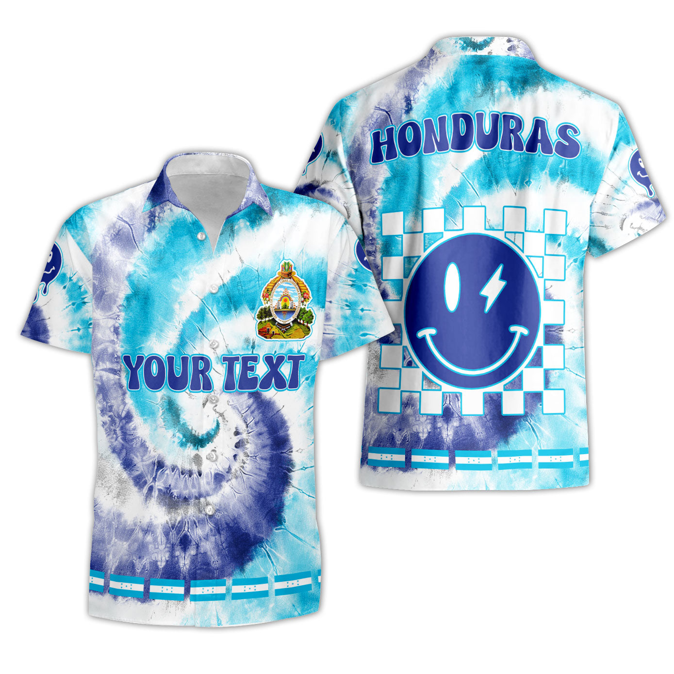 Honduras Short Sleeve Shirt Custom Tie Dye Style 3