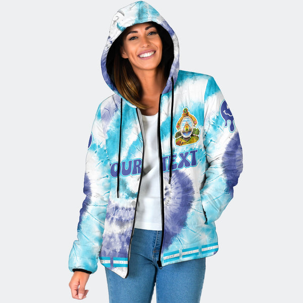 Honduras Women Hooded Padded Jacket Custom Tie Dye Style 1