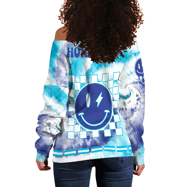 Honduras Women Off Shoulder Sweatshirt Custom Tie Dye Style 1