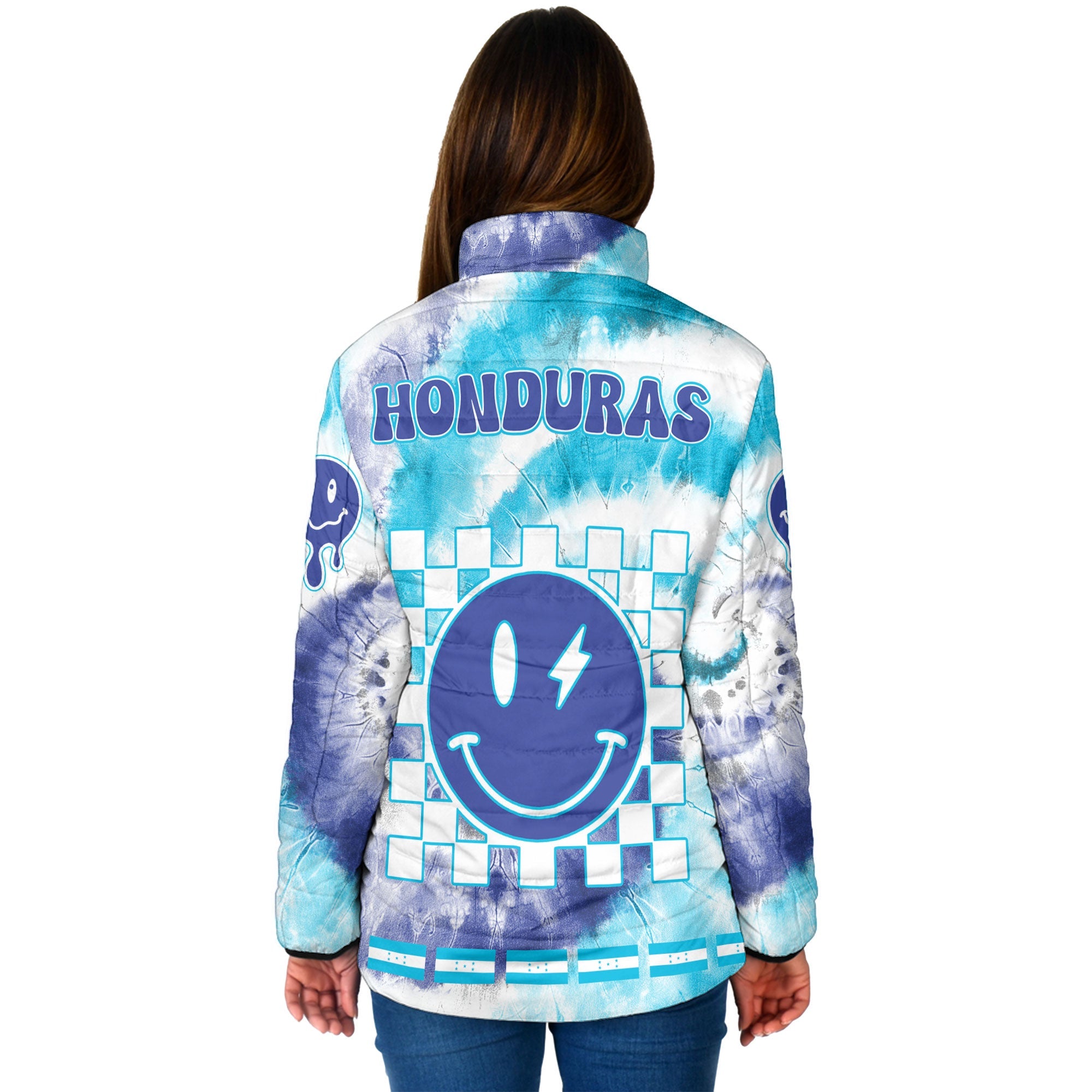 Honduras Women Padded Jacket Custom Tie Dye Style 2