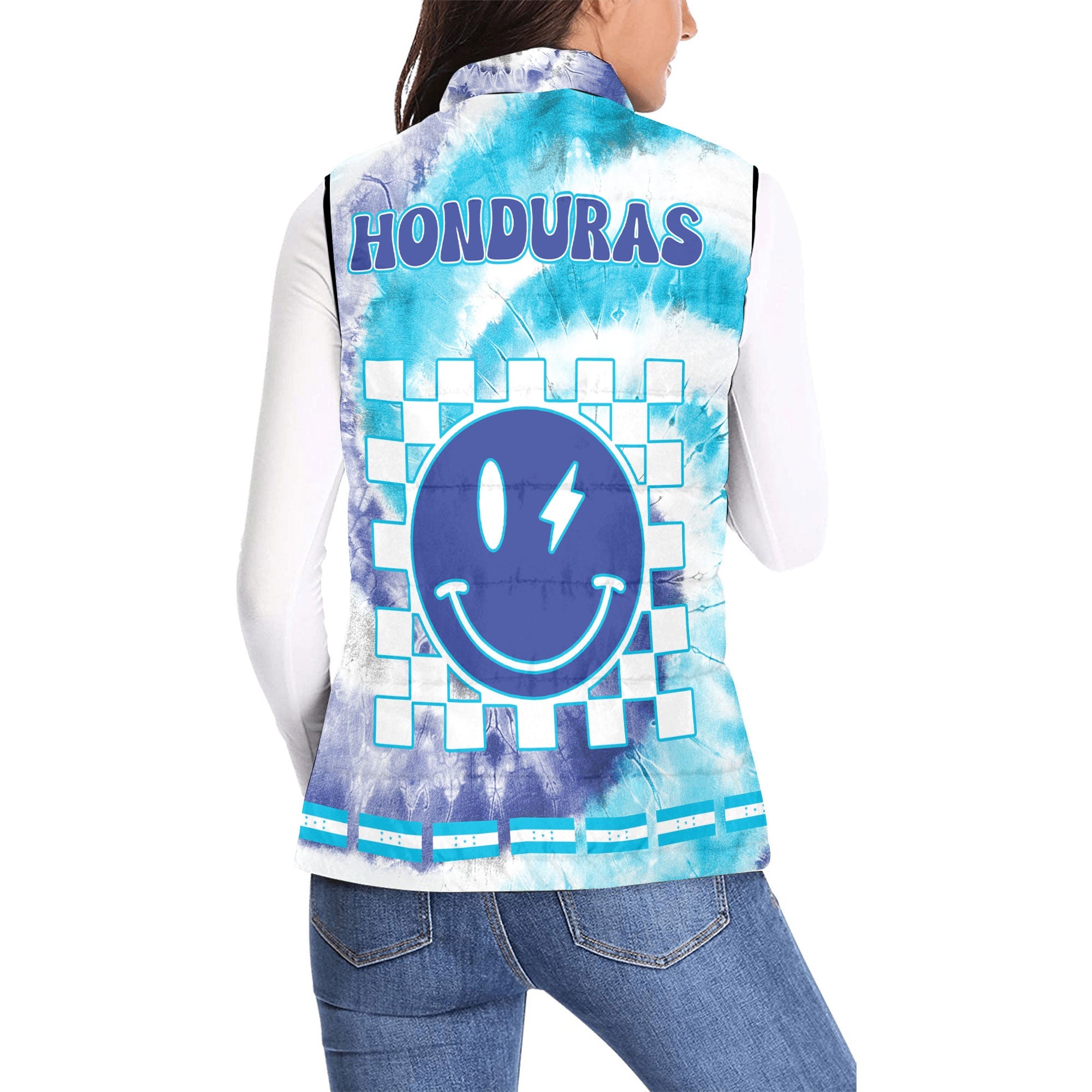 Honduras Women Padded Jacket Vest Custom Tie Dye Style 2