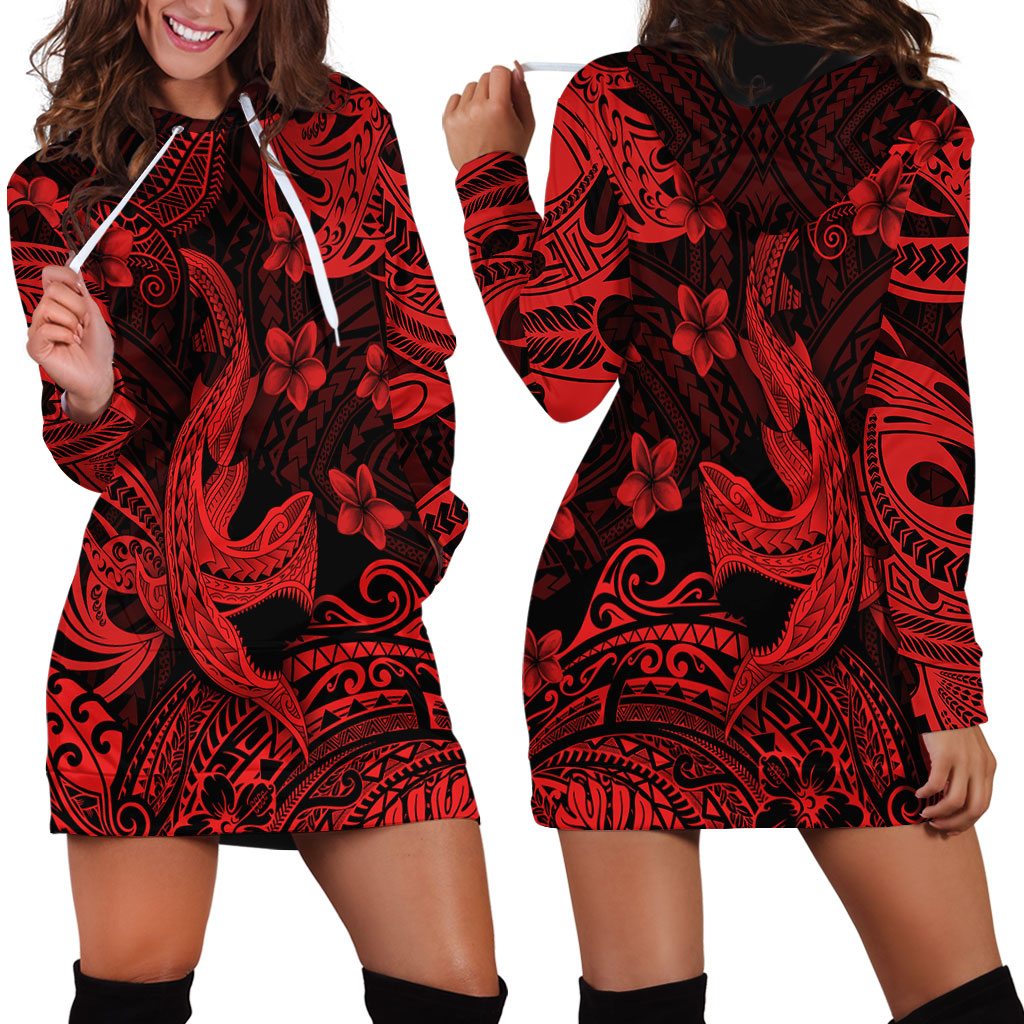 Hawaii Matching Outfits For Couples Polynesian Shark Red & Black Style - TT01