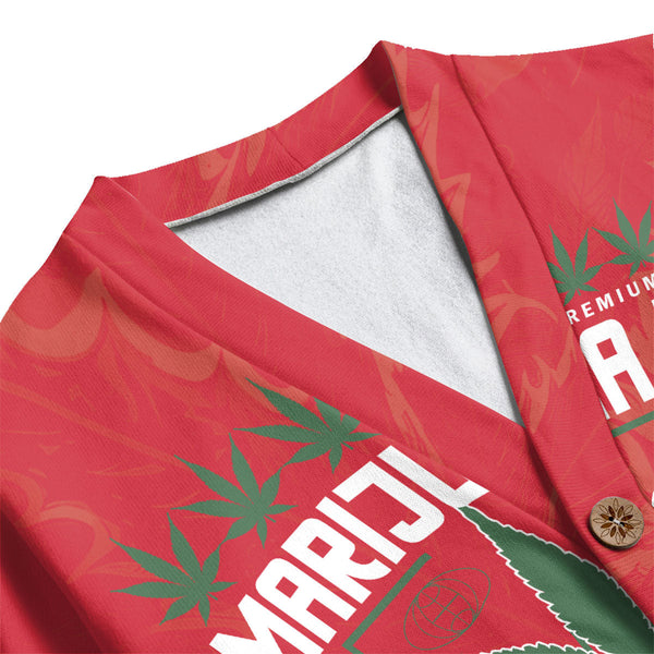 Hungary Fleece Cardigan Flag & Coat Of Arms Marijuanas Style