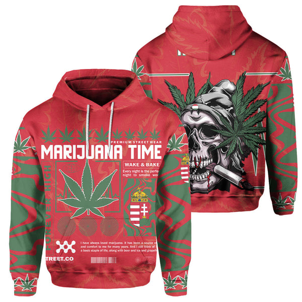 Hungary Hoodie Flag & Coat Of Arms Marijuanas Style