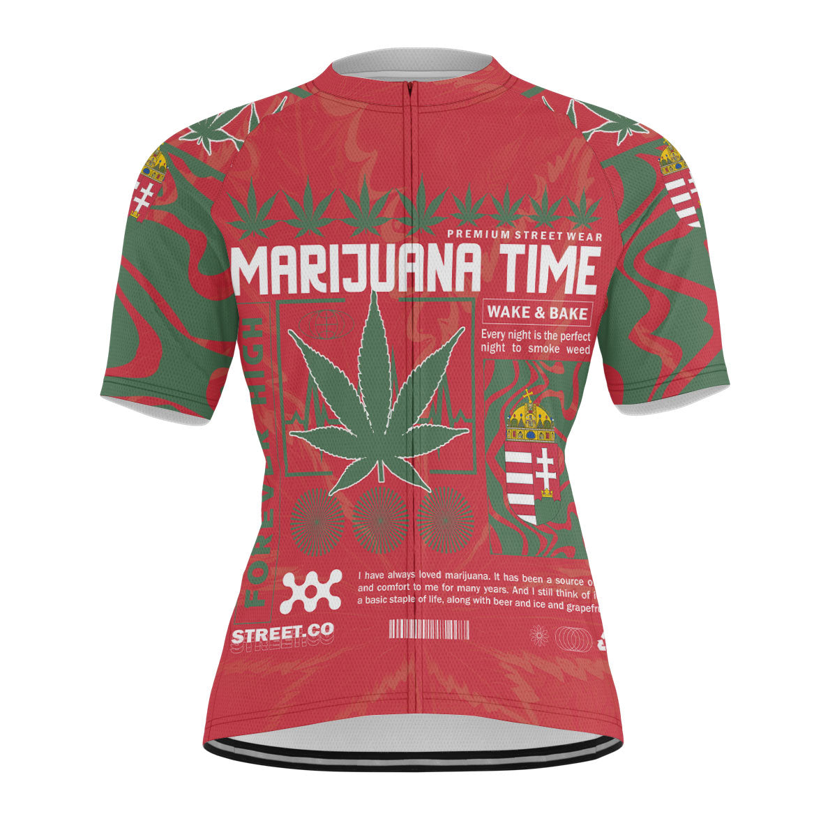 Hungary Men's Cycling Jersey Flag & Coat Of Arms Marijuanas Style