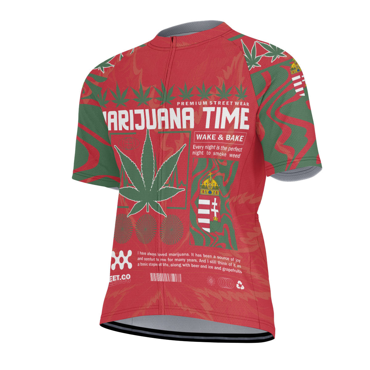 Hungary Men's Cycling Jersey Flag & Coat Of Arms Marijuanas Style