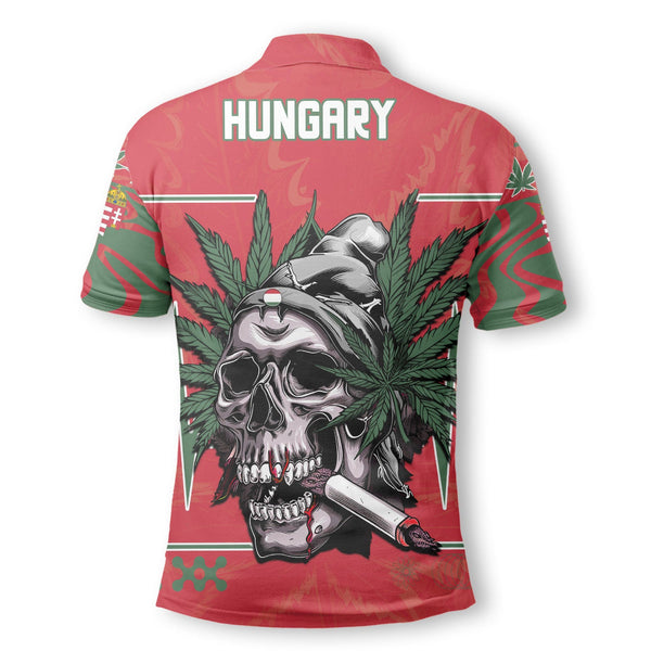 Hungary Polo Shirt Flag & Coat Of Arms Marijuanas Style