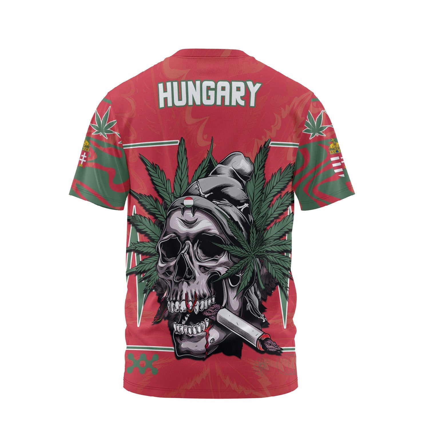 Hungary T Shirt Flag & Coat Of Arms Marijuanas Style