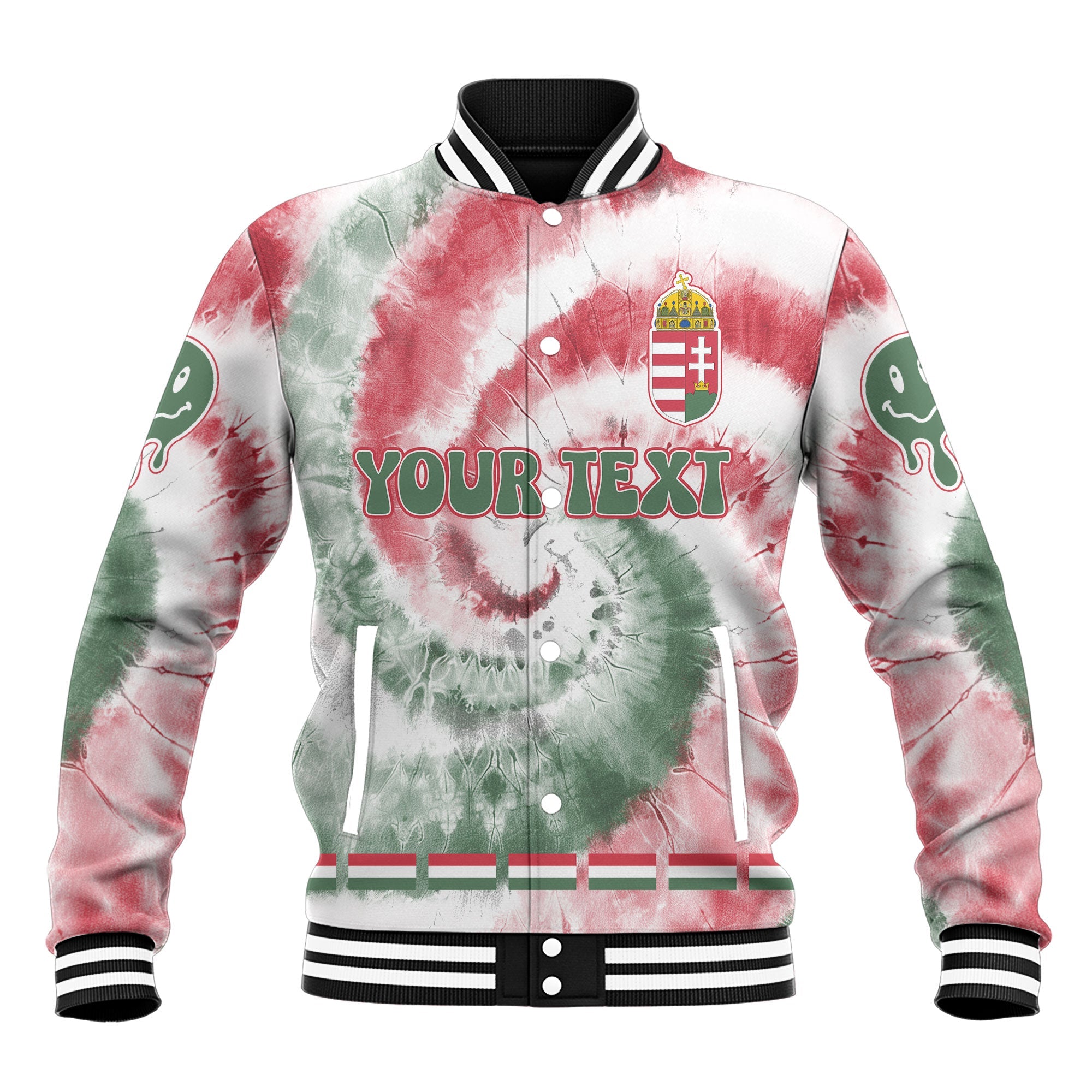 Hungary Baseball Jacket Custom Tie Dye Style 2