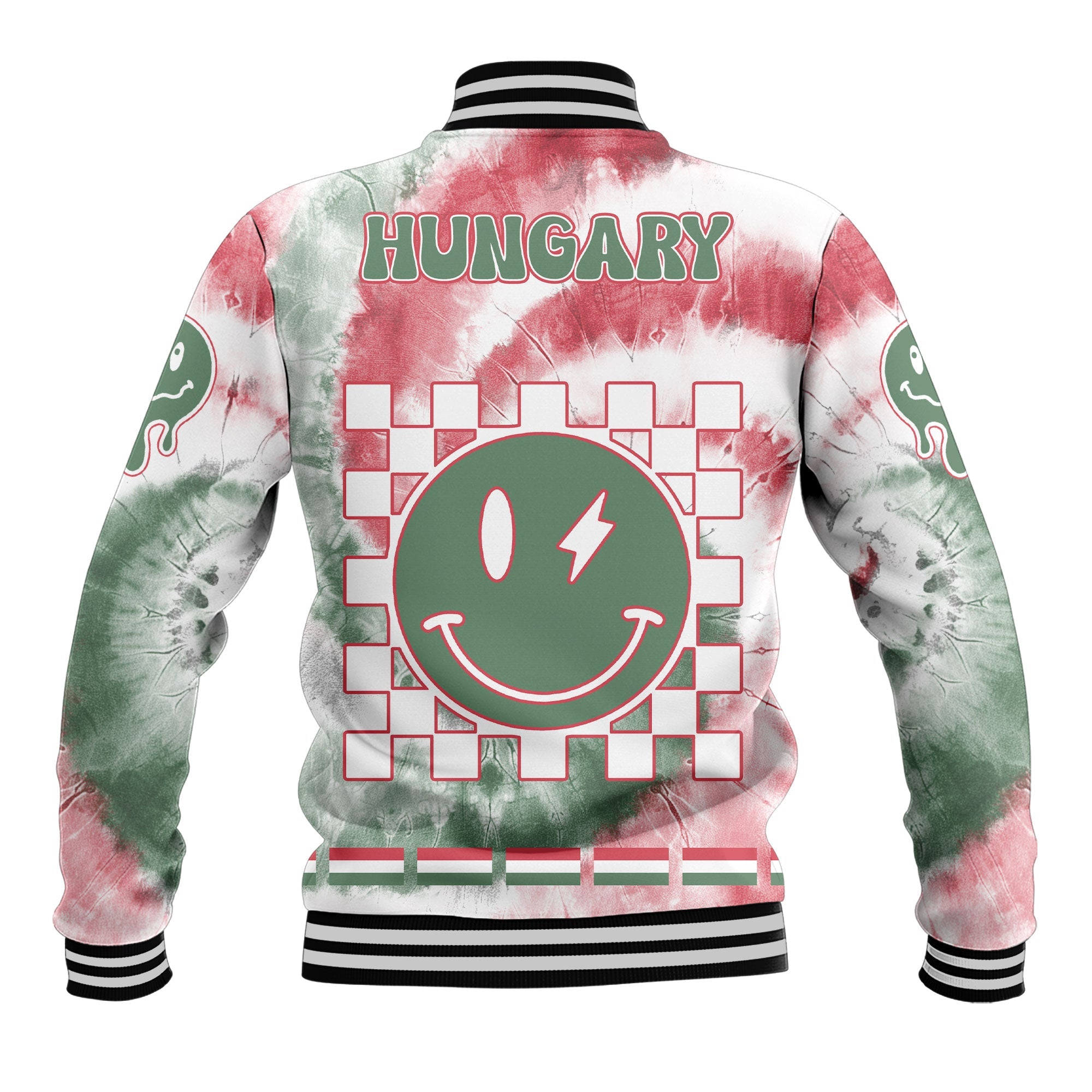 Hungary Baseball Jacket Custom Tie Dye Style 3