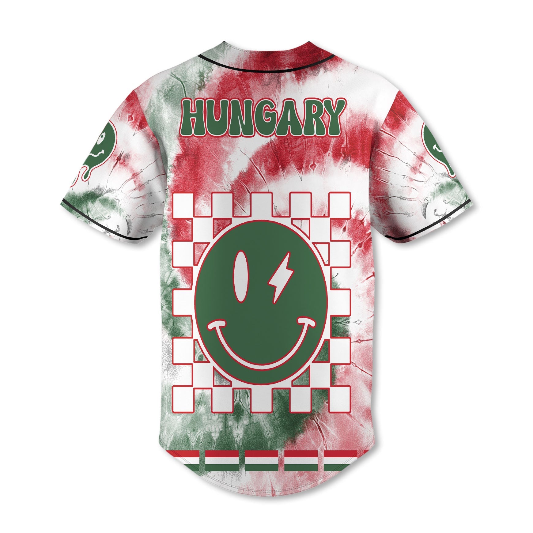 Hungary Baseball Jersey Custom Tie Dye Style 3