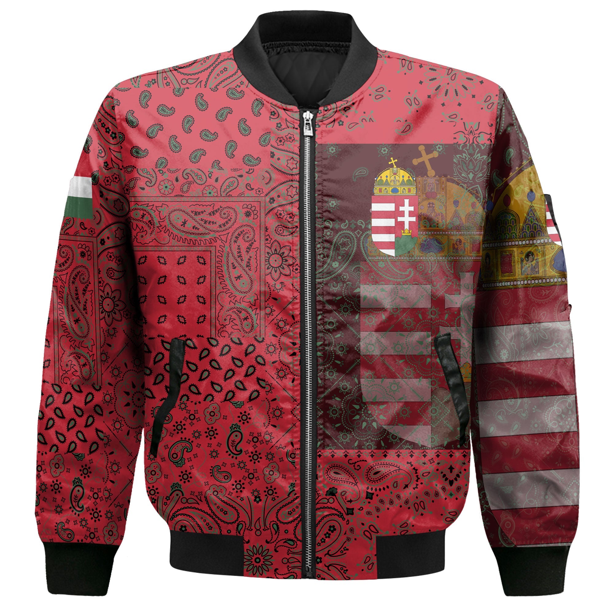 Hungary Bomber Jacket Paisley Flag And Skull Style 2