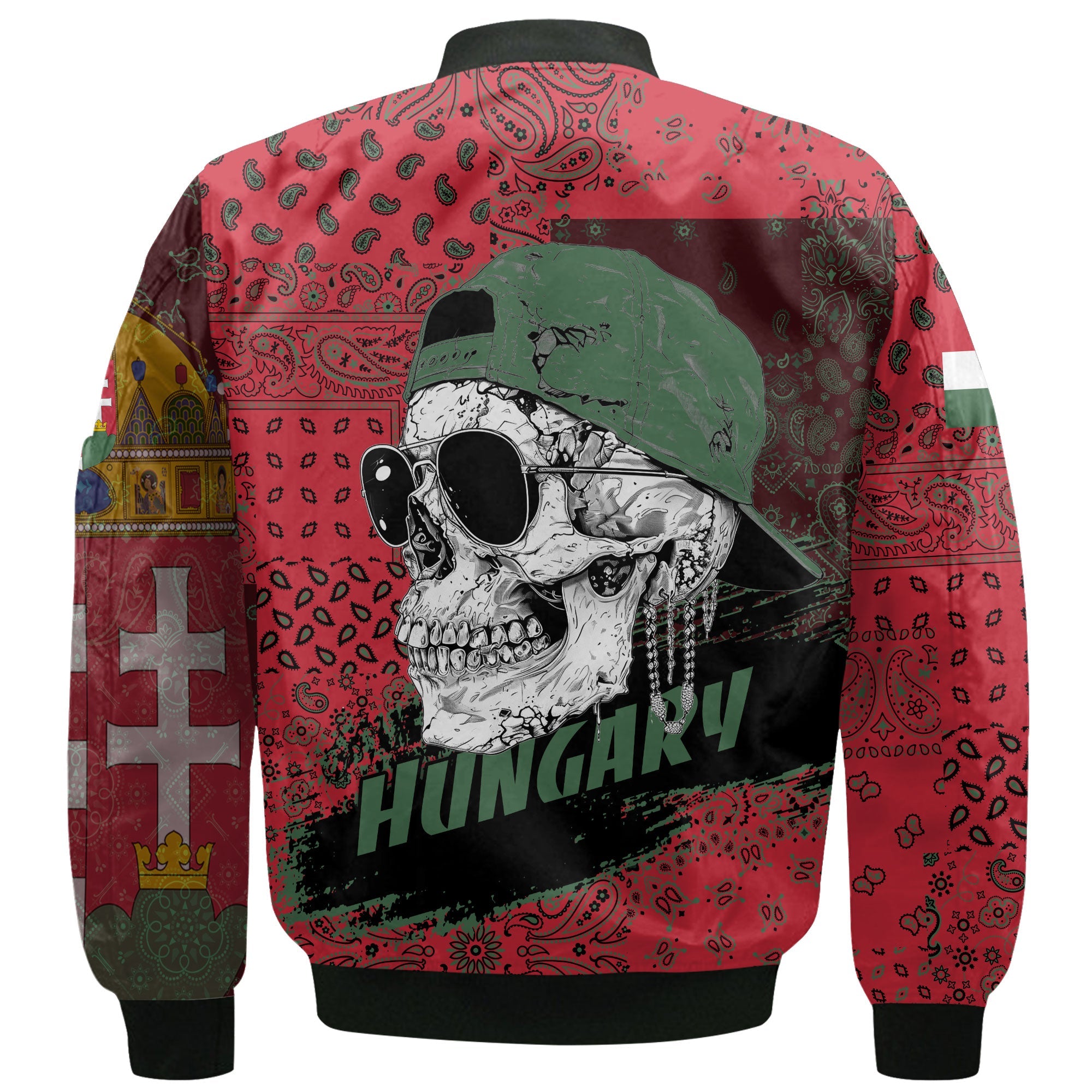 Hungary Bomber Jacket Paisley Flag And Skull Style 3