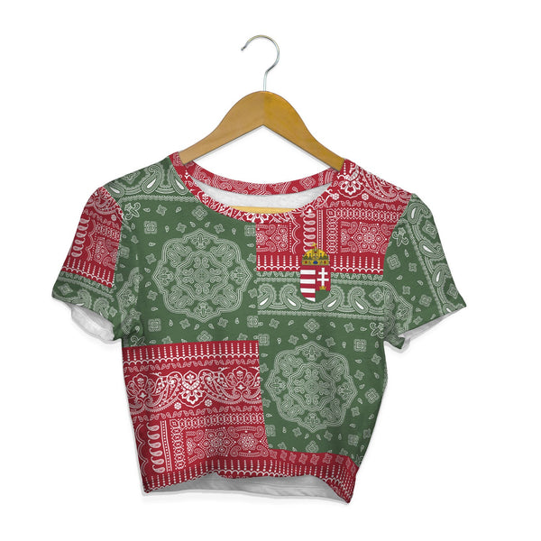 Hungary Croptop T Shirt Flag And Paisley Basic Style 1