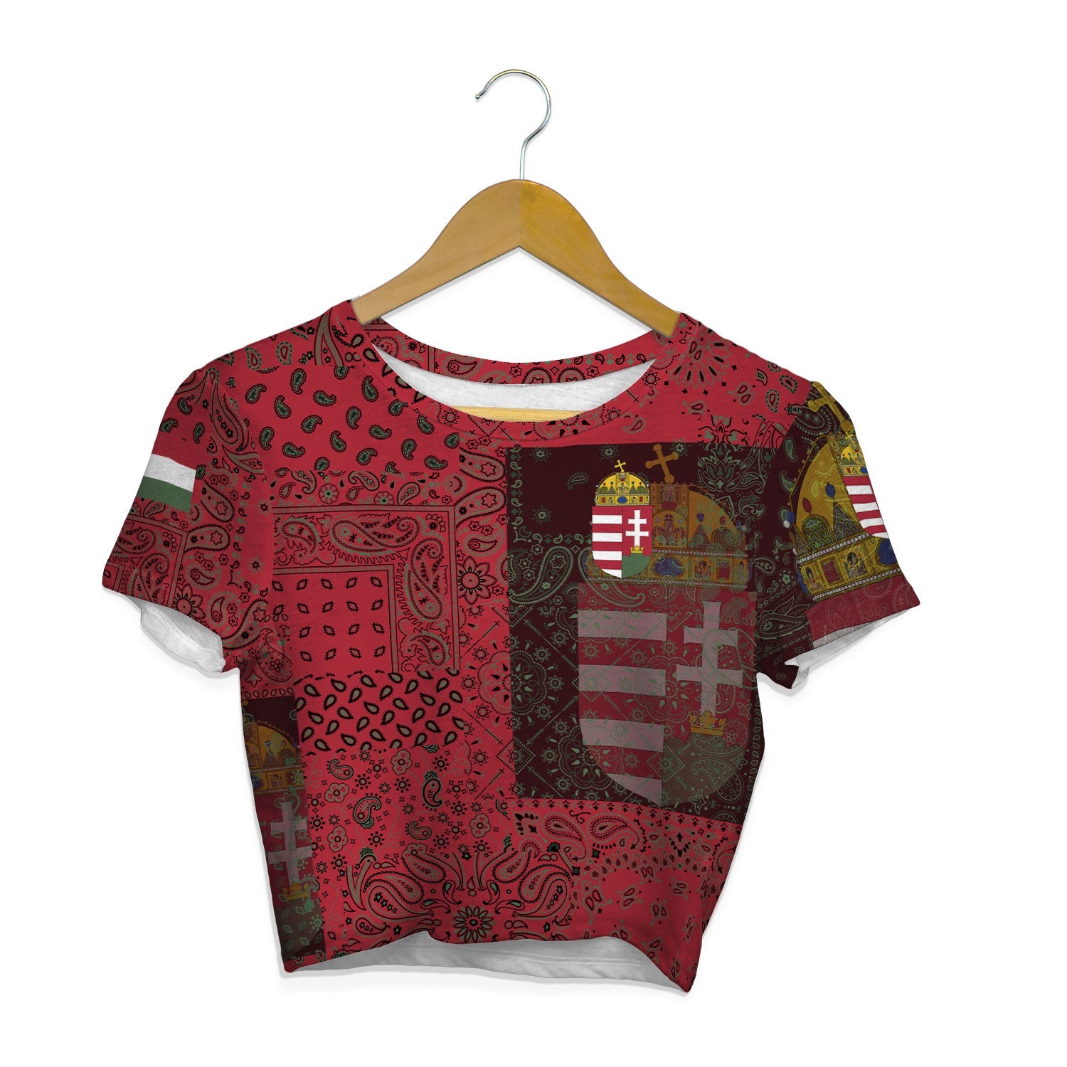 Hungary Croptop T Shirt Paisley Flag And Skull Style 1