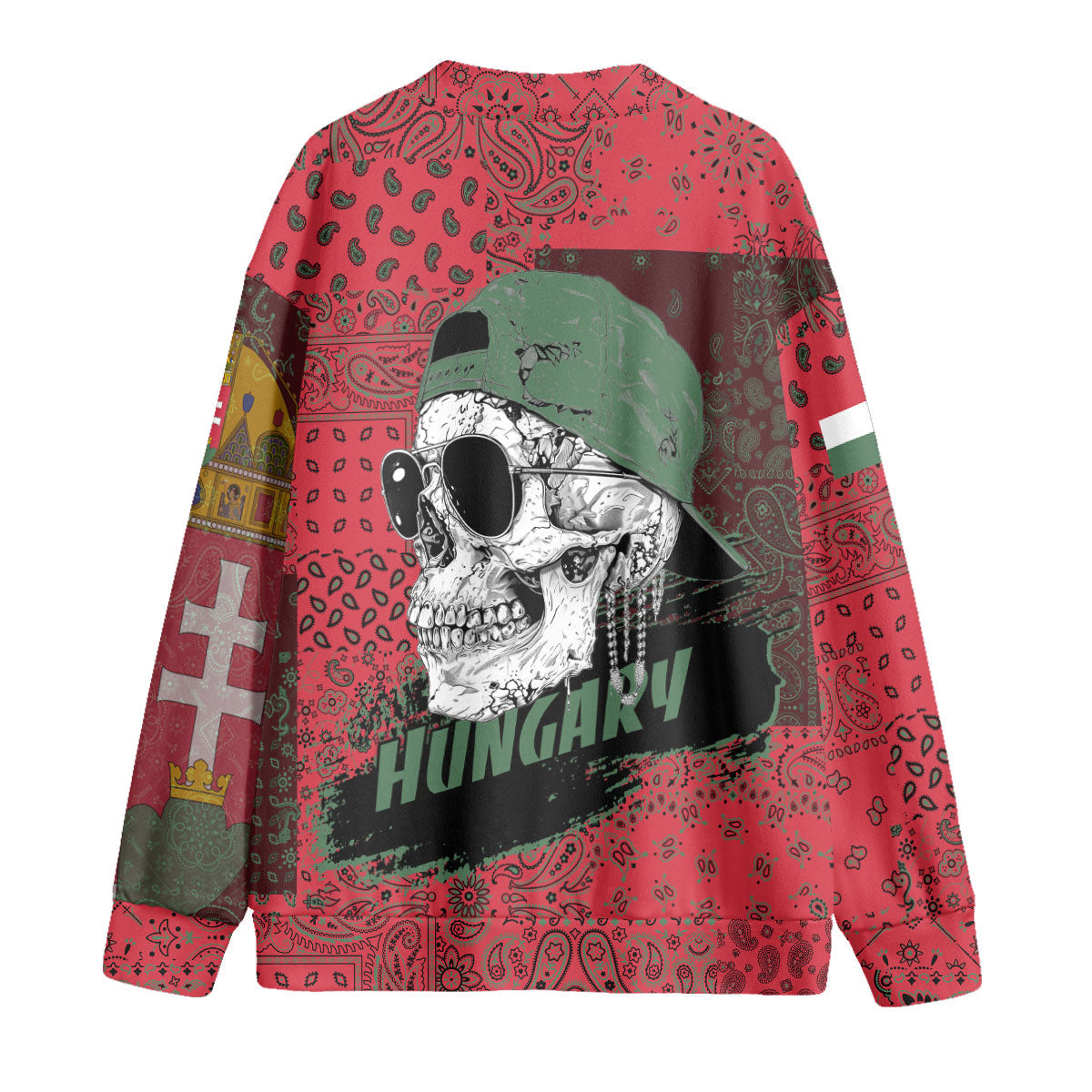 Hungary Fleece Cardigan Paisley Flag And Skull Style 2