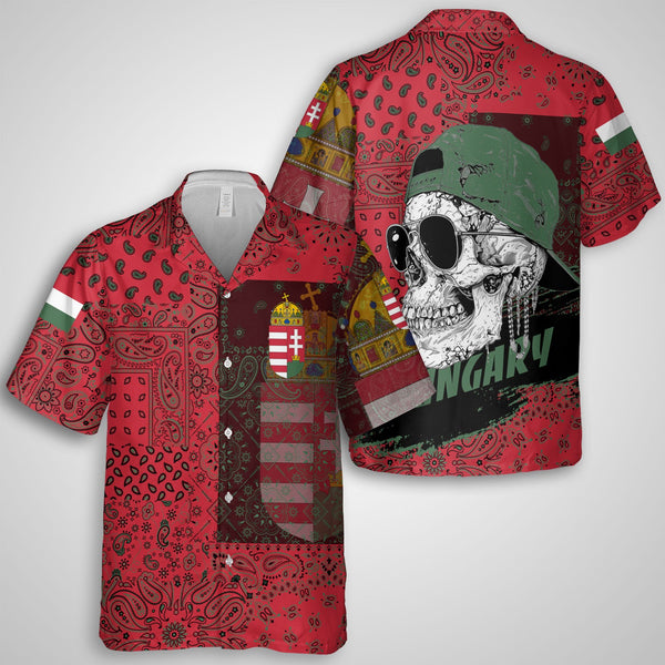 Hungary Hawaiian Shirt Paisley Flag And Skull Style 1