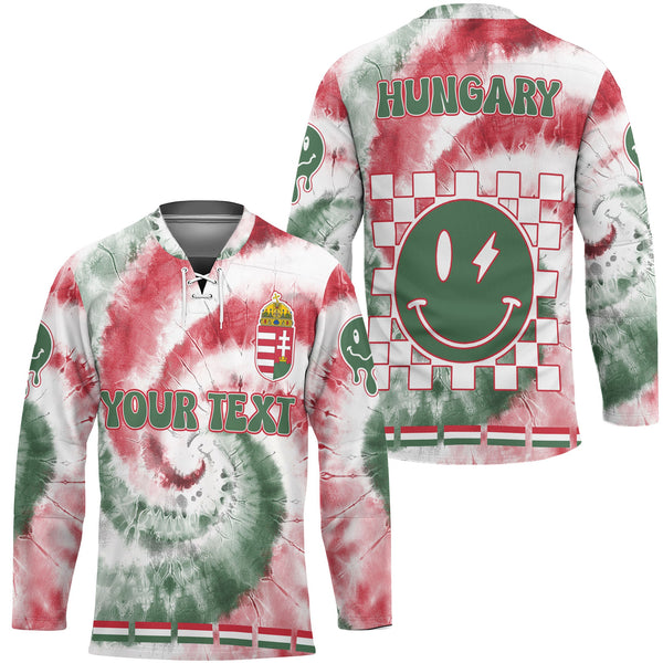 Hungary Hockey Jersey Custom Tie Dye Style 1