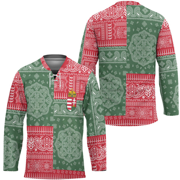 Hungary Hockey Jersey Flag And Paisley Basic Style 1