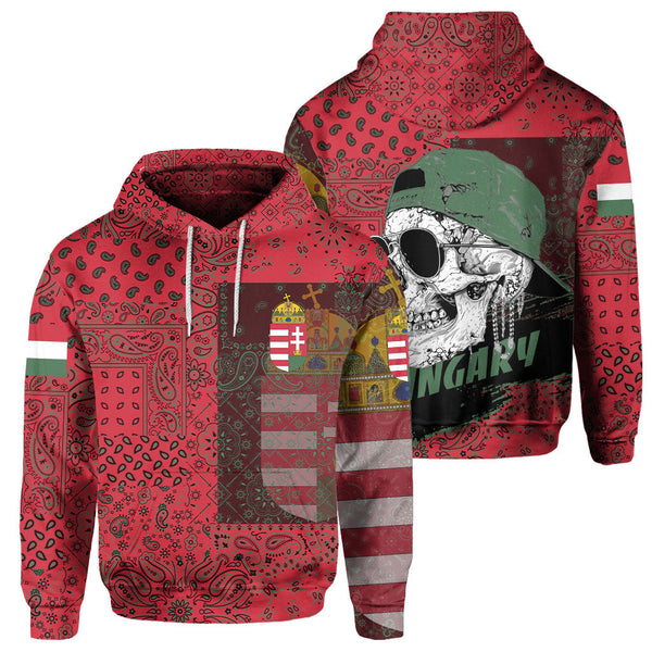 Hungary Hoodie Paisley Flag And Skull Style 1