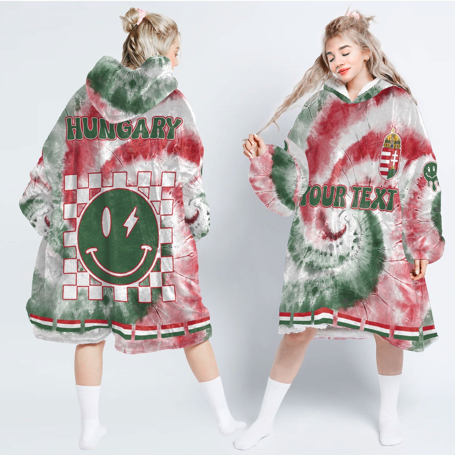 Hungary Hoodie Blanket Custom Tie Dye Style 1