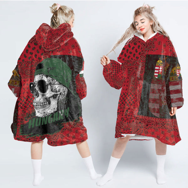 Hungary Hoodie Blanket Paisley Flag And Skull Style 1