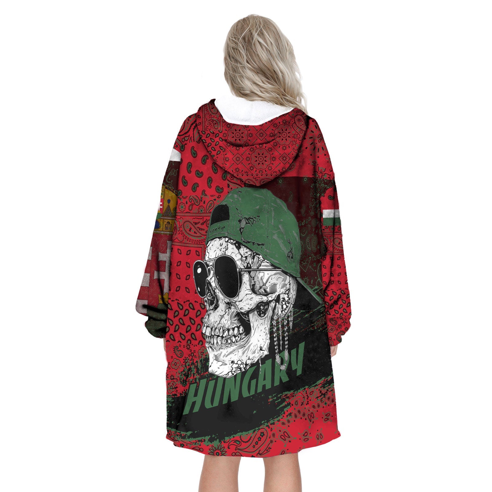 Hungary Hoodie Blanket Paisley Flag And Skull Style 3