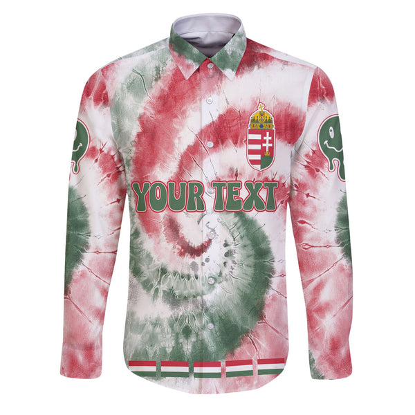 Hungary Long Sleeve Button Shirt Custom Tie Dye Style 1