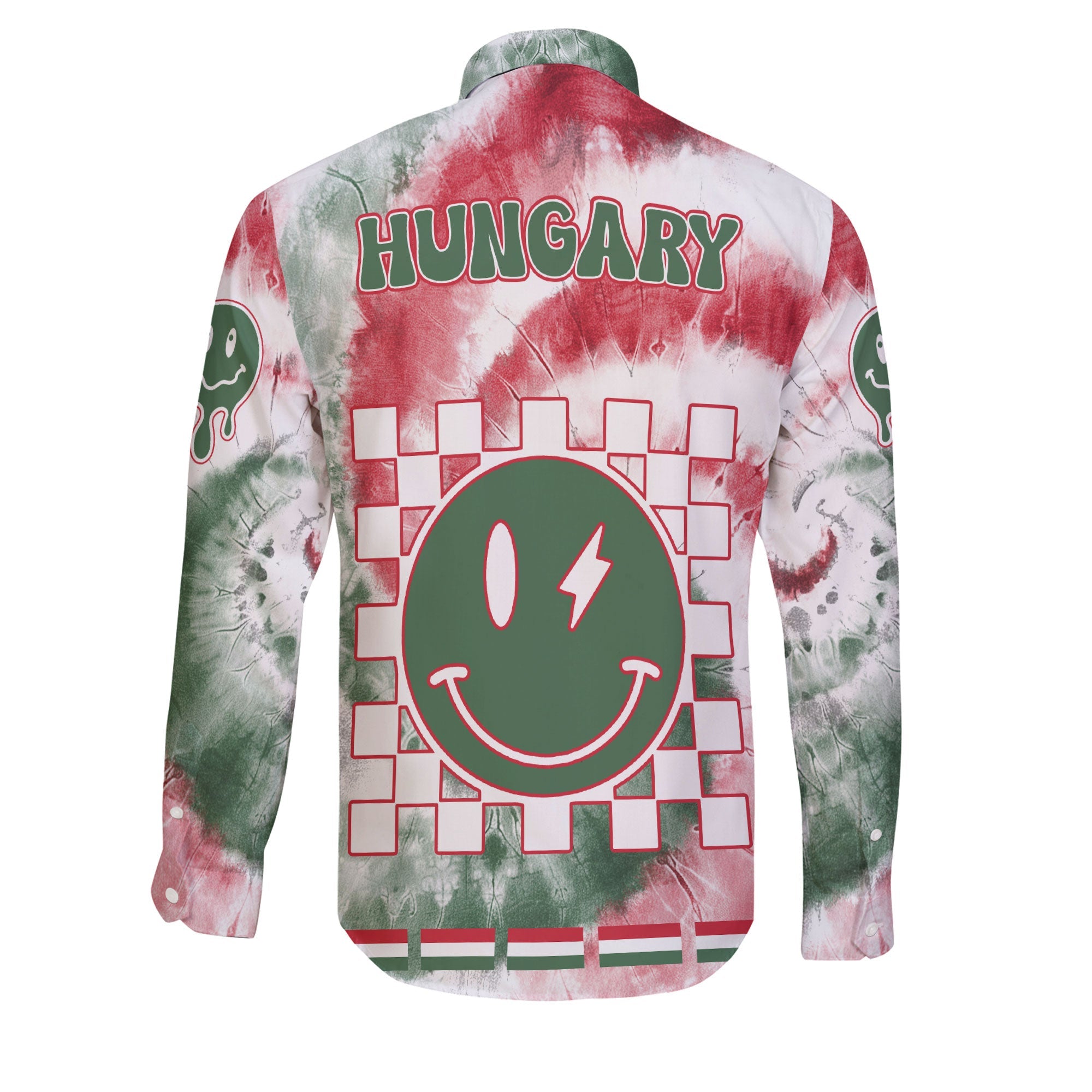 Hungary Long Sleeve Button Shirt Custom Tie Dye Style 2