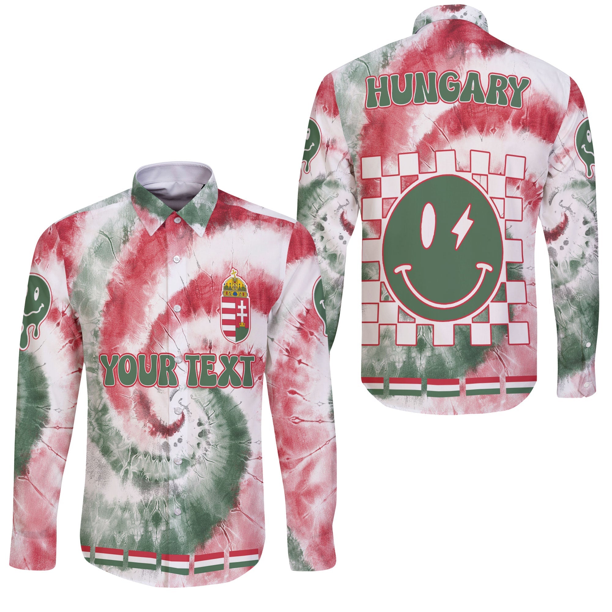 Hungary Long Sleeve Button Shirt Custom Tie Dye Style 3