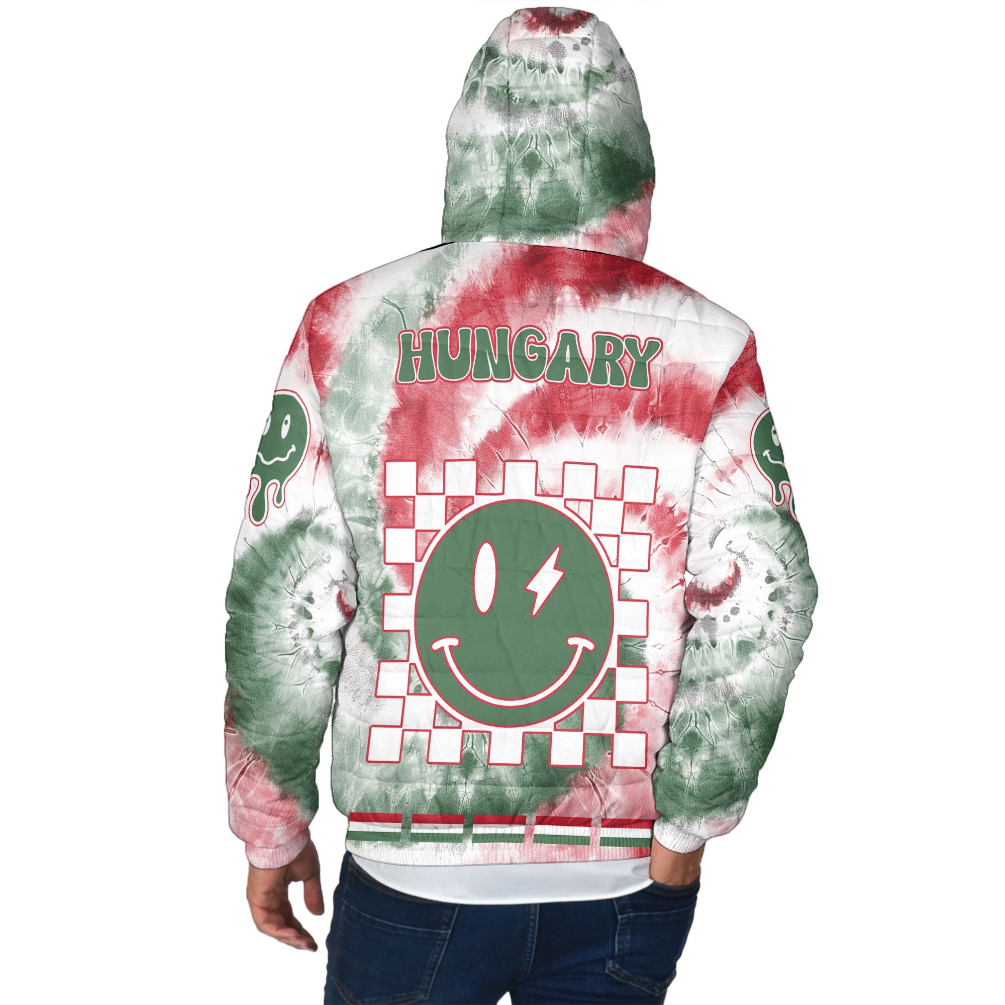 Hungary Men Hooded Padded Jacket Custom Tie Dye Style 3