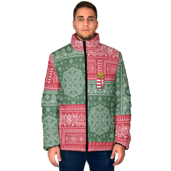 Hungary Men Padded Jacket Flag And Paisley Basic Style 1