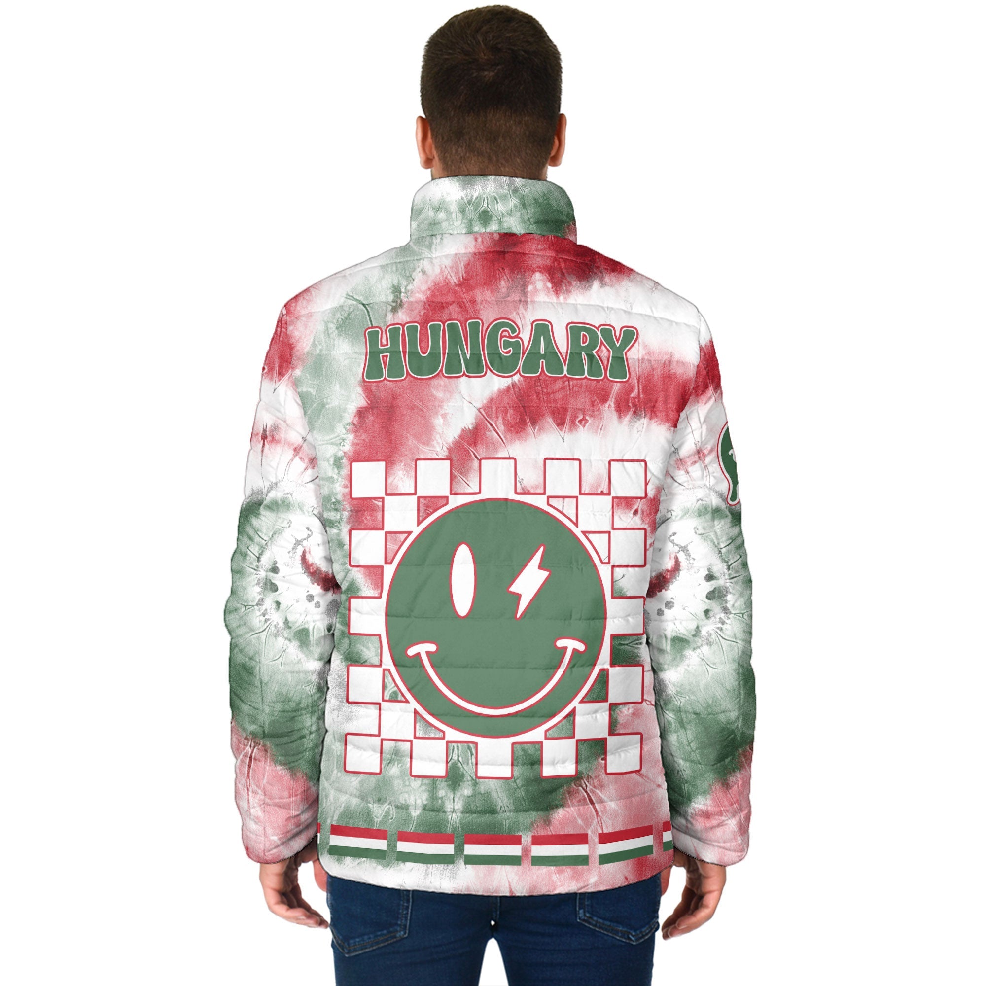 Hungary Men Padded Jacket Custom Tie Dye Style 2