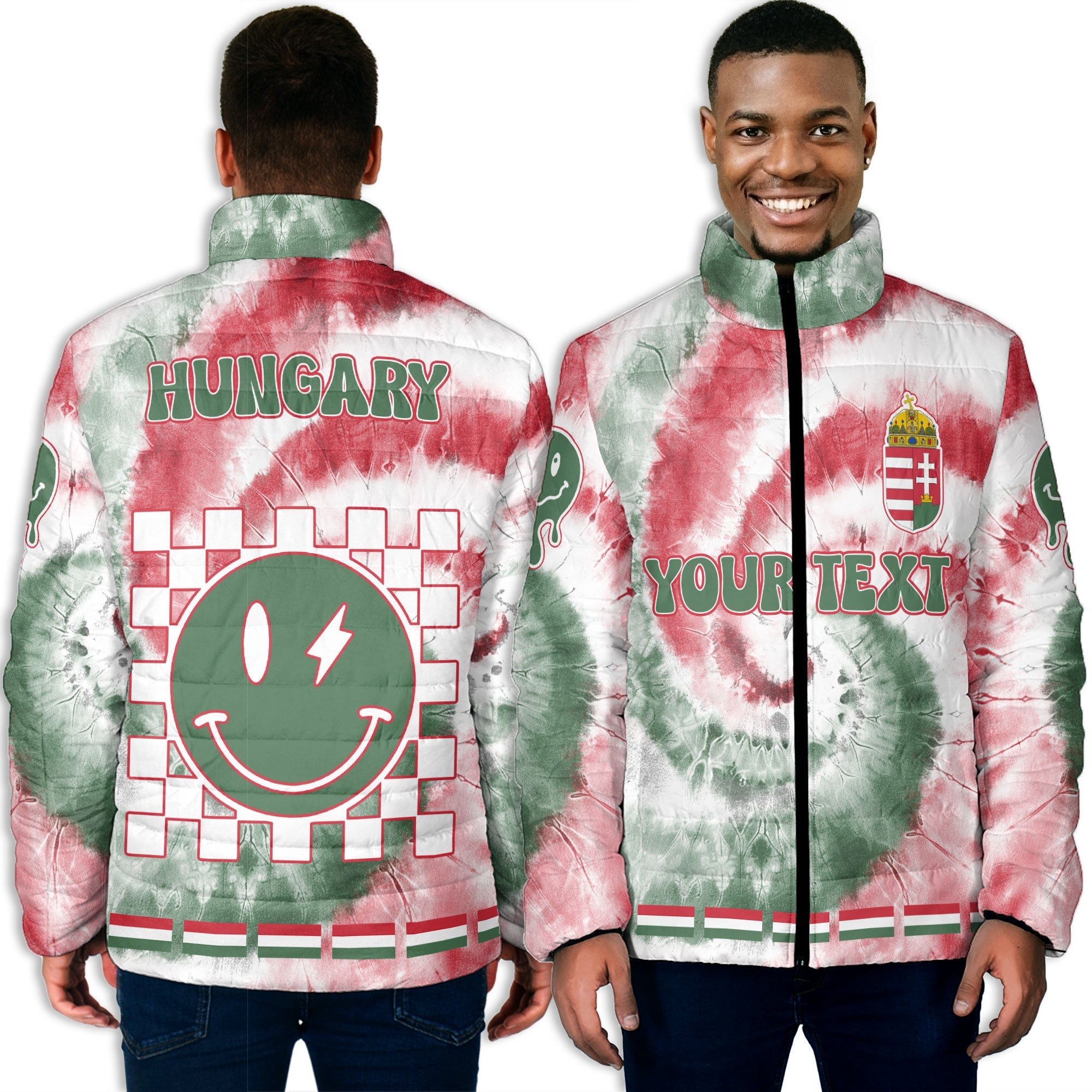 Hungary Men Padded Jacket Custom Tie Dye Style 3