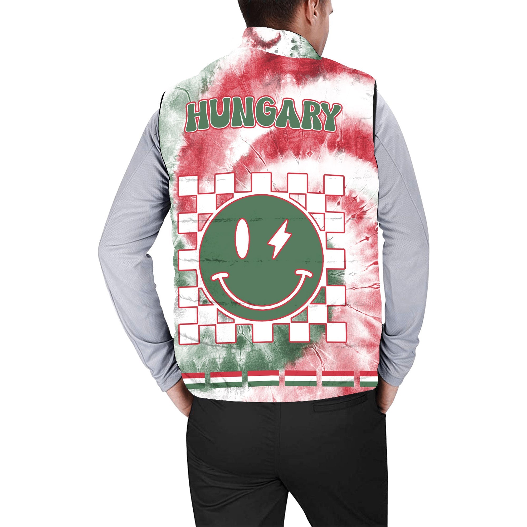 Hungary Men Padded Jacket Vest Custom Tie Dye Style 2