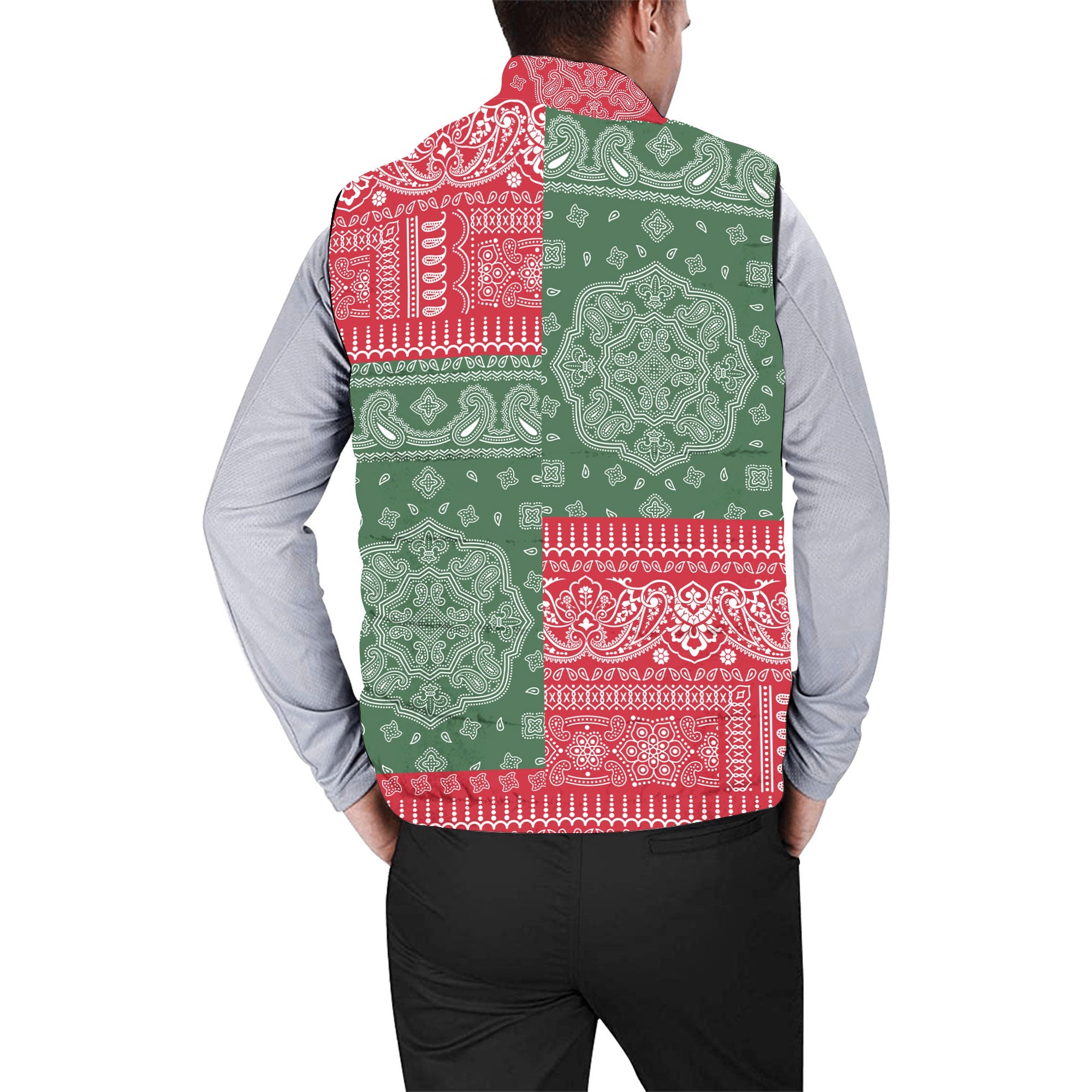 Hungary Men Padded Jacket Vest Flag And Paisley Basic Style 2