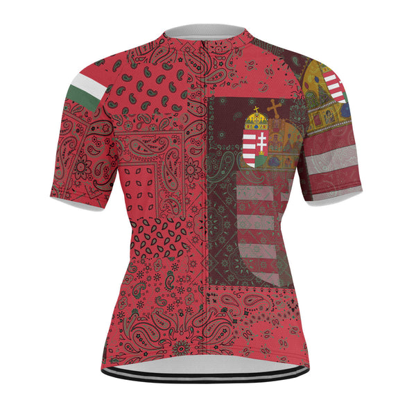 Hungary Men Cycling Jersey Paisley Flag And Skull Style 1