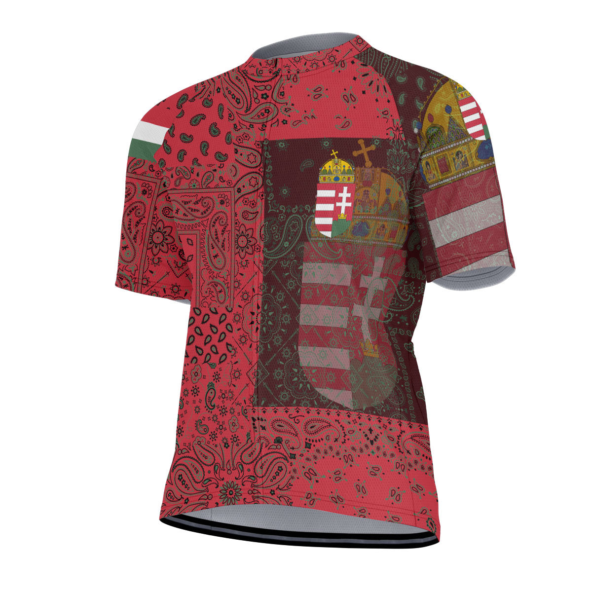 Hungary Men Cycling Jersey Paisley Flag And Skull Style 2