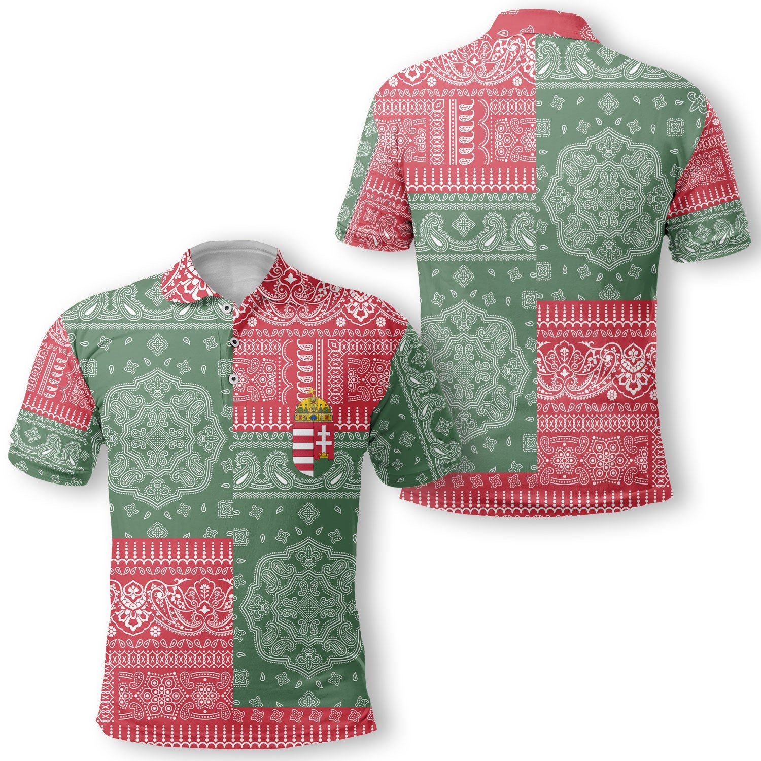 Hungary Polo Shirt Flag And Paisley Basic Style 1