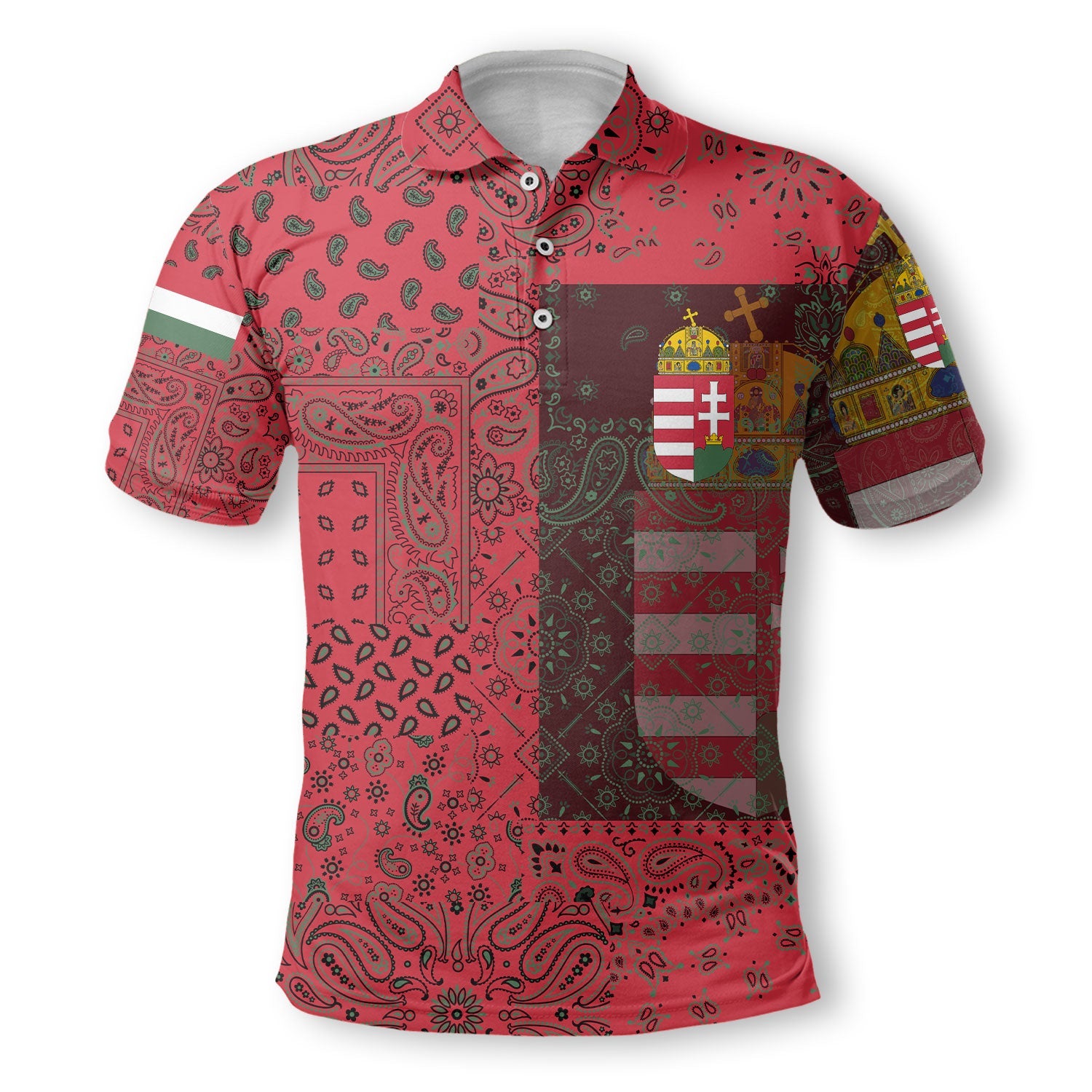 Hungary Polo Shirt Paisley Flag And Skull Style 2